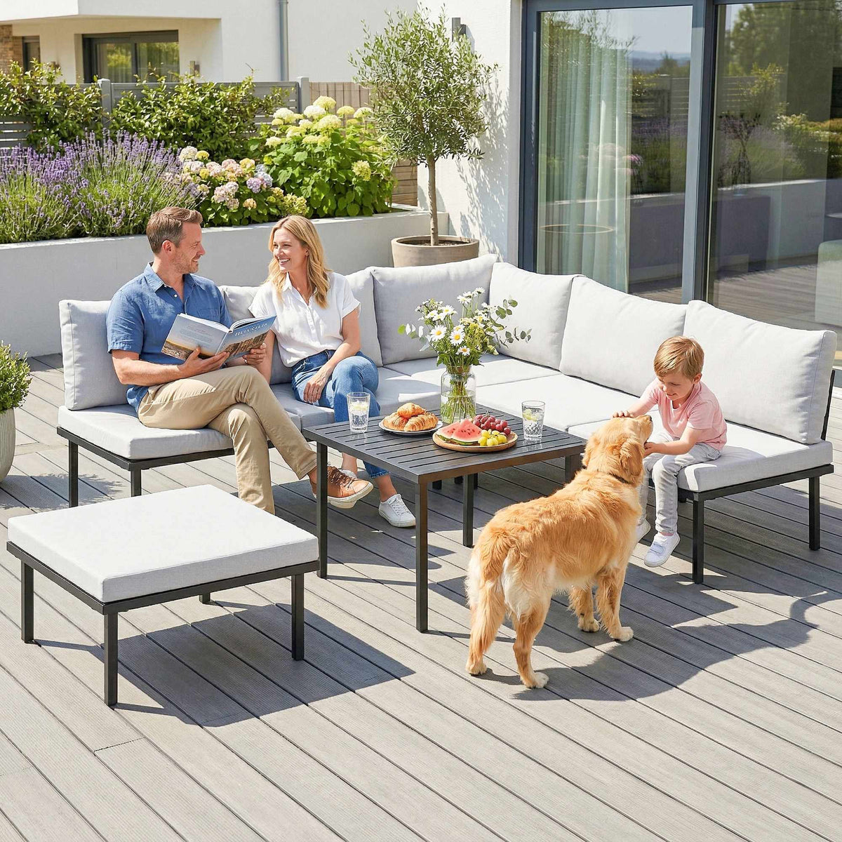 6-Piece Outdoor Lounge Set for 5-6 People with Table