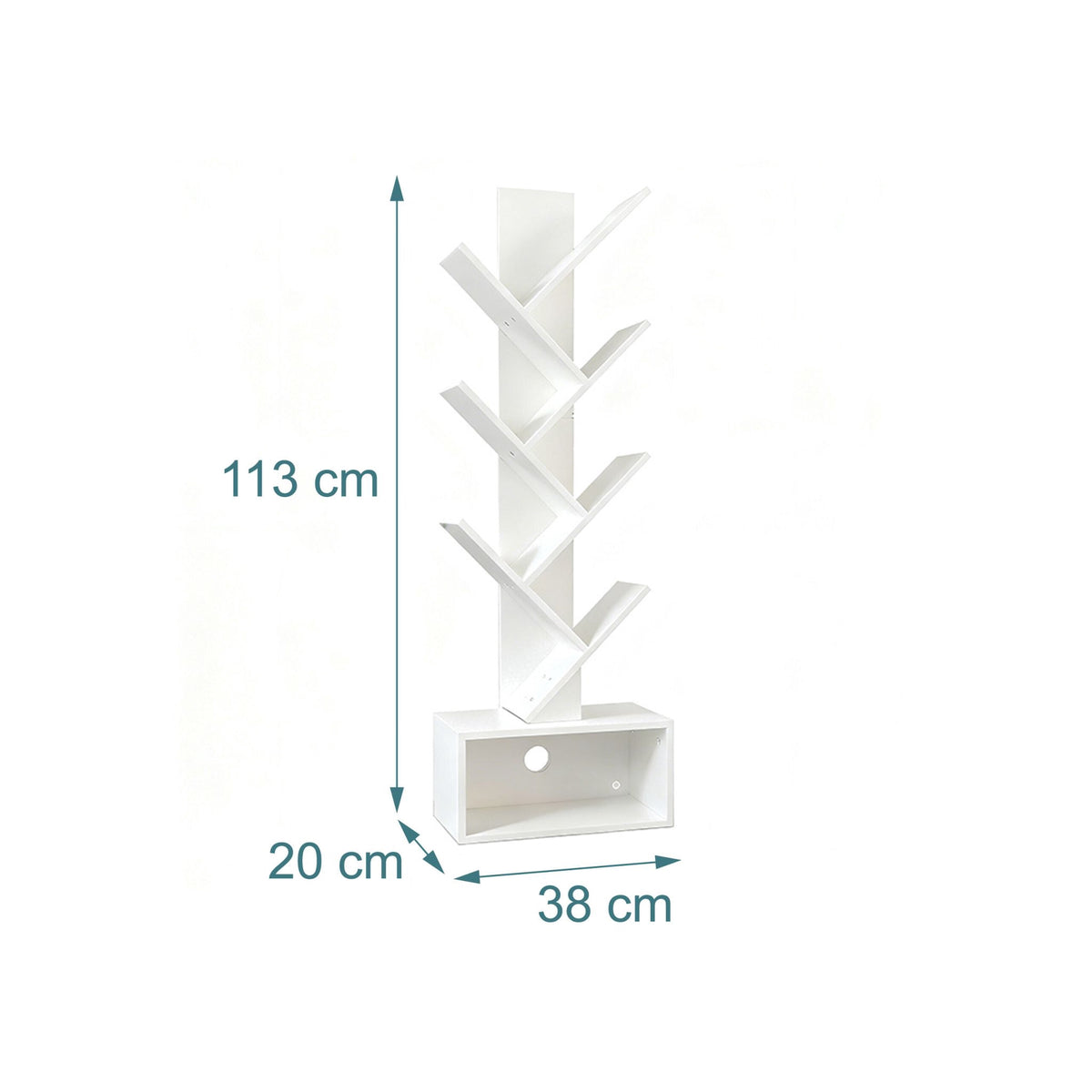 6-Tier Tree Bookcase with Closed Storage Compartment