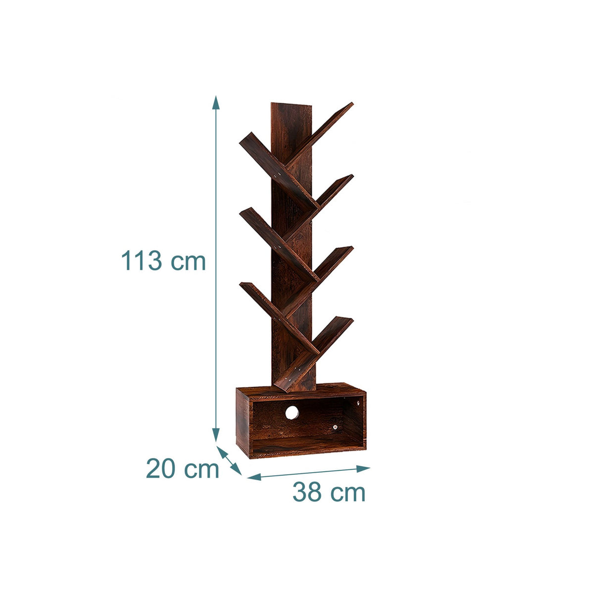6-Tier Tree Bookcase with Closed Storage Compartment