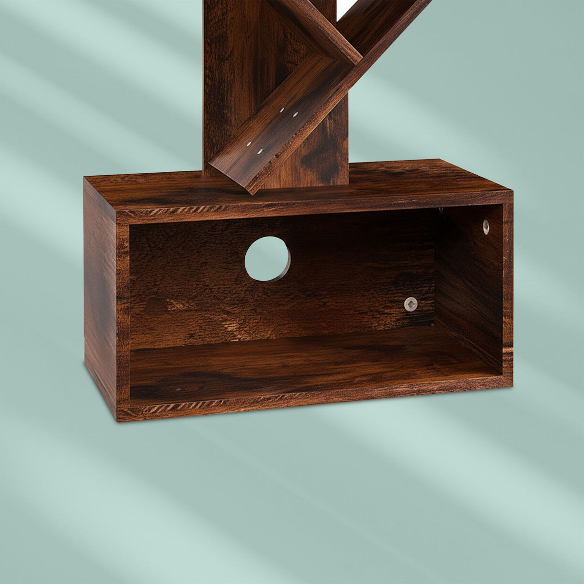 6-Tier Tree Bookcase with Closed Storage Compartment
