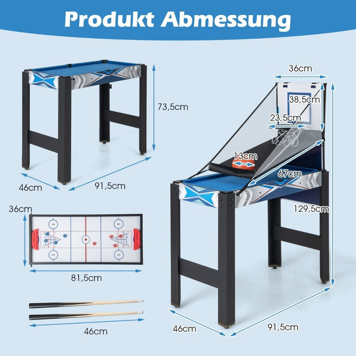 6-in-1 Multi-Game Table: Foosball, Basketball, Billiards