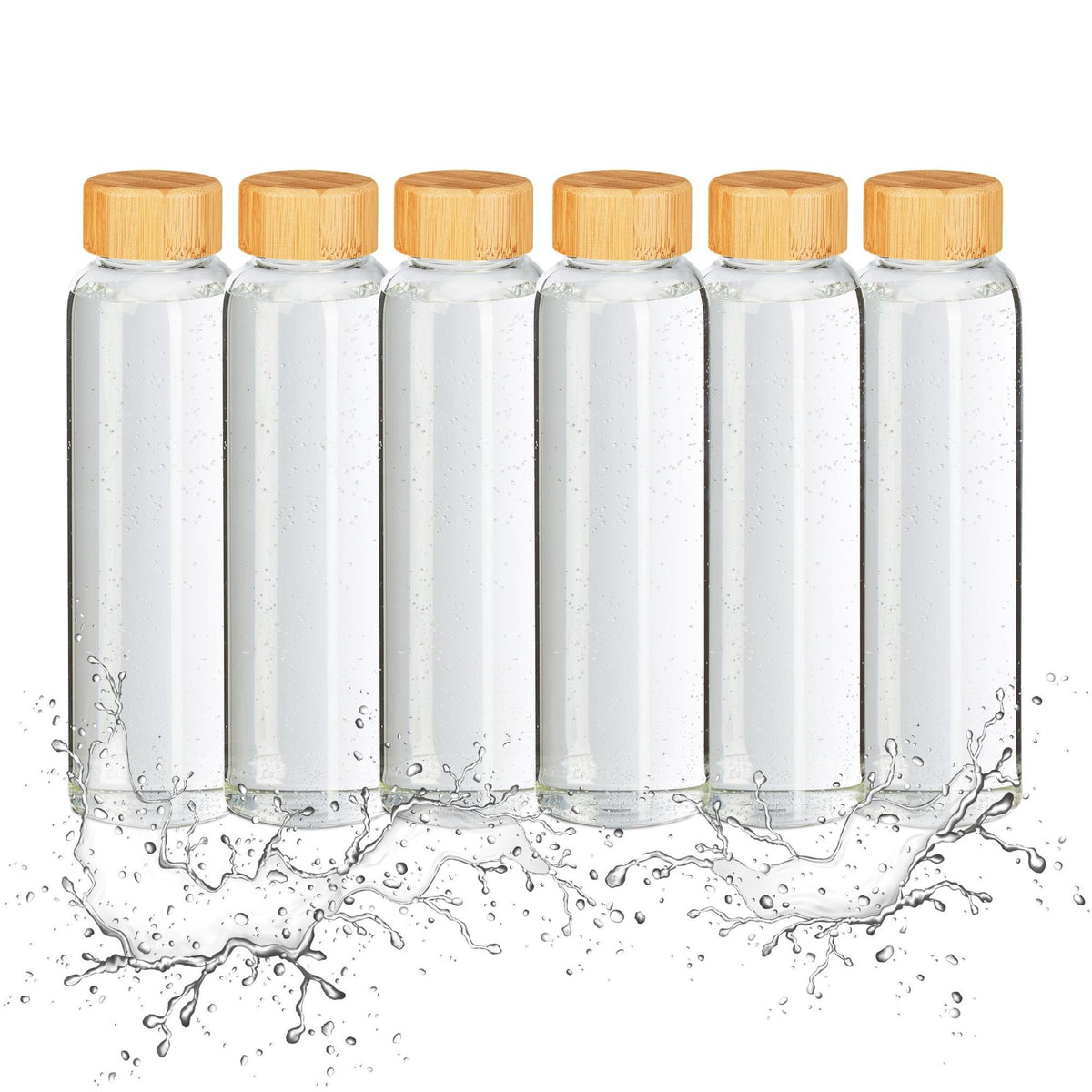 6x Beverage bottle with bamboo lid 500 ml
