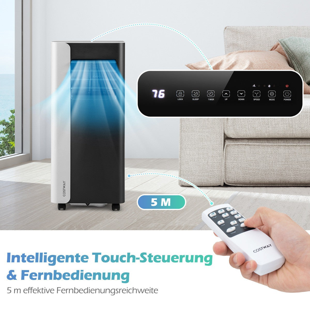 7000 BTU Portable Air Conditioner, 3-in-1, 28㎡ Coverage