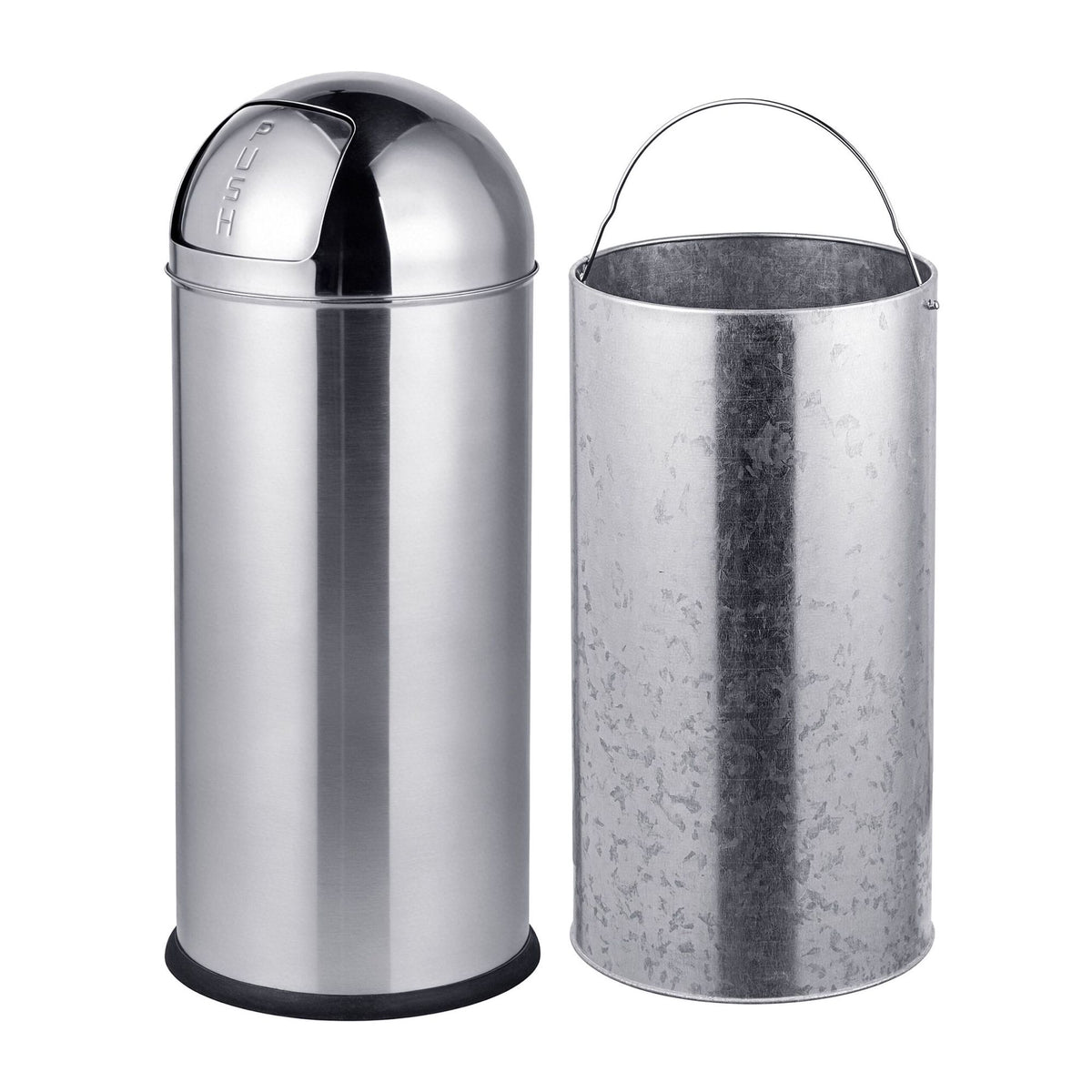 70L Stainless Steel Push-Lid Bin with Inner Bucket
