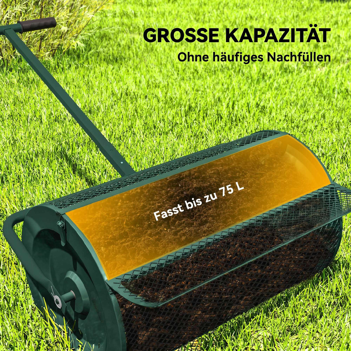 75L Metal Compost Spreader with Adjustable T-Handle