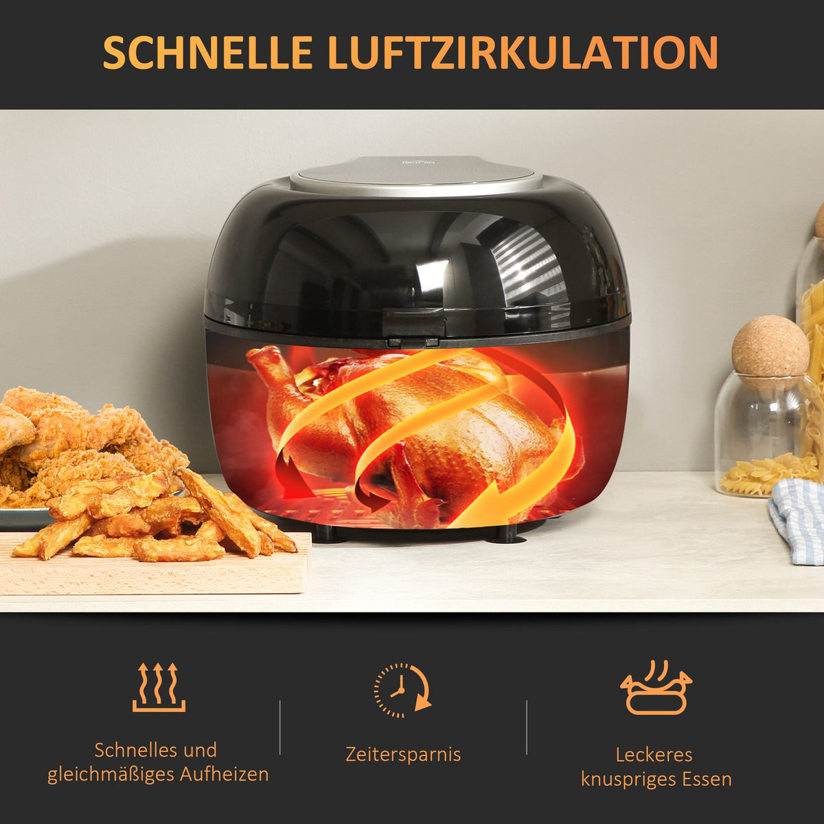 7L Hot Air Fryer Oil-Free 1500W Air Fryer With 7 Programs And Non-Stick Basket, Overheating Protection Air Fryer 80℃-200℃ 60-Minute Timer