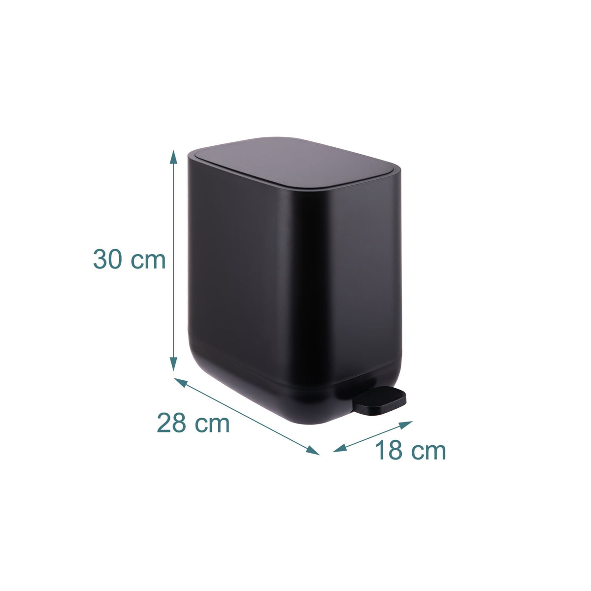 7L Square Pedal Bin – Plastic, Soft-Close Lid