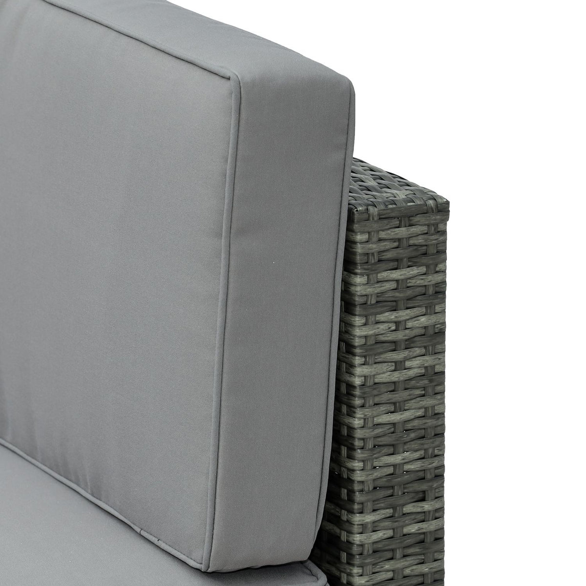 7 Pcs. Polyrattan Garden Furniture Set Lounge Set Lounge Furniture Footstool Seat Cushion Gray Steel Polyester 58X58X37Cm