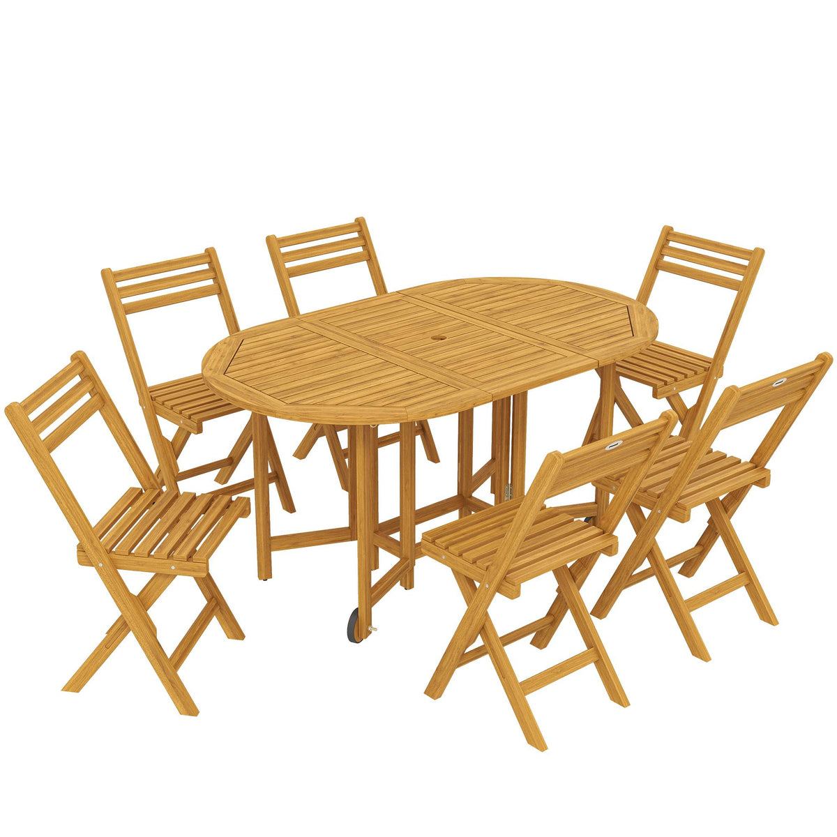 7-Piece Folding Outdoor Dining Set, FSC Acacia Wood