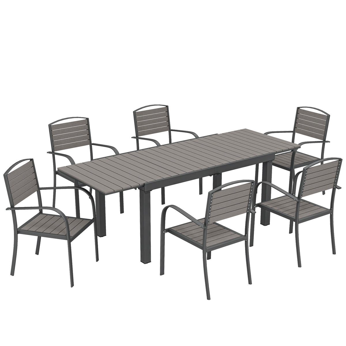 7-Piece Outdoor Dining Set, Extendable Table & 6 Chairs