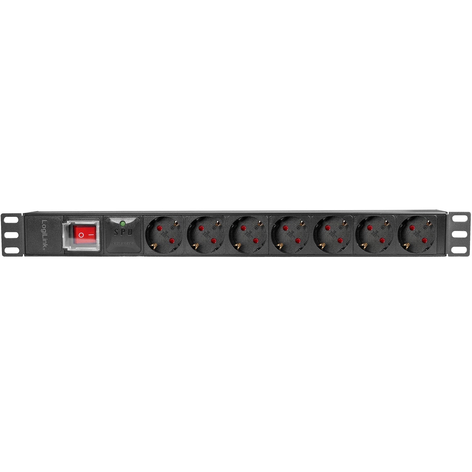 7-way branch socket with surge protection for 19" rack U1 Black