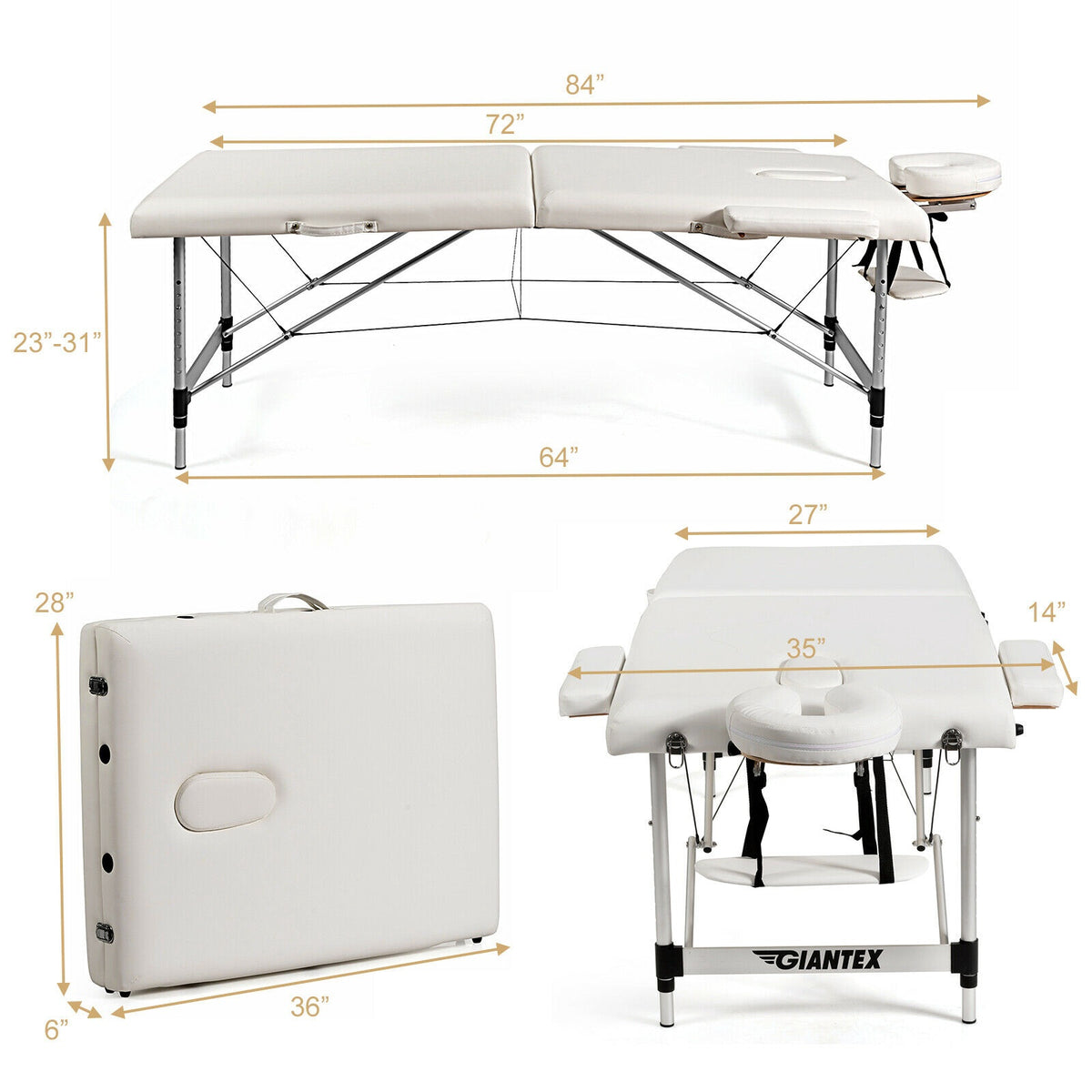 84" Adjustable Portable Massage Table with Carry Case