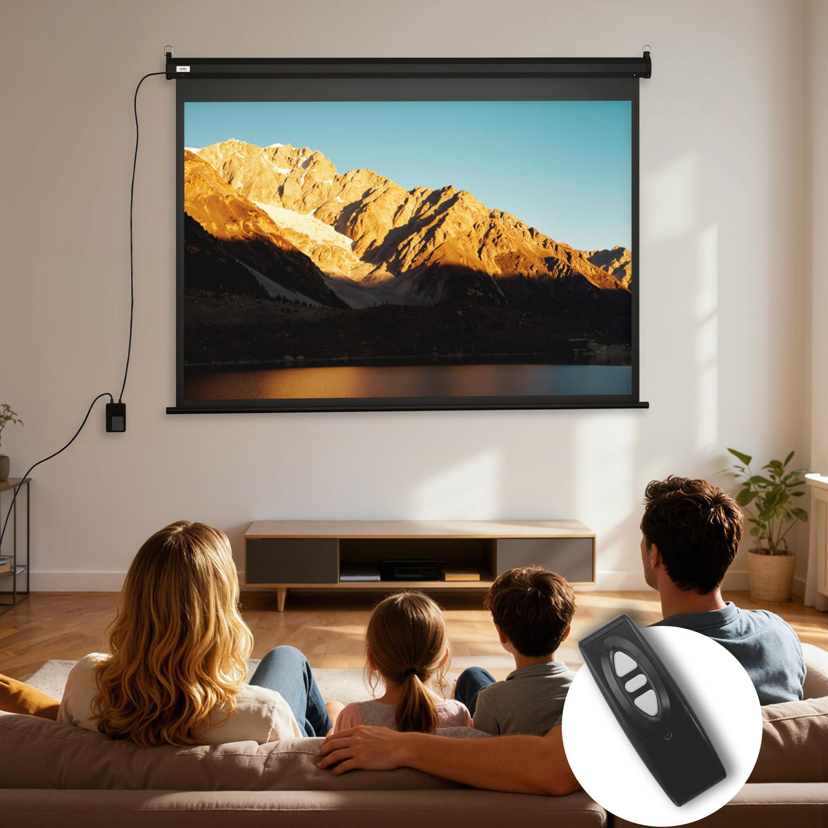 84" Motorized Projector Screen, 4:3, Black, 171x130 cm