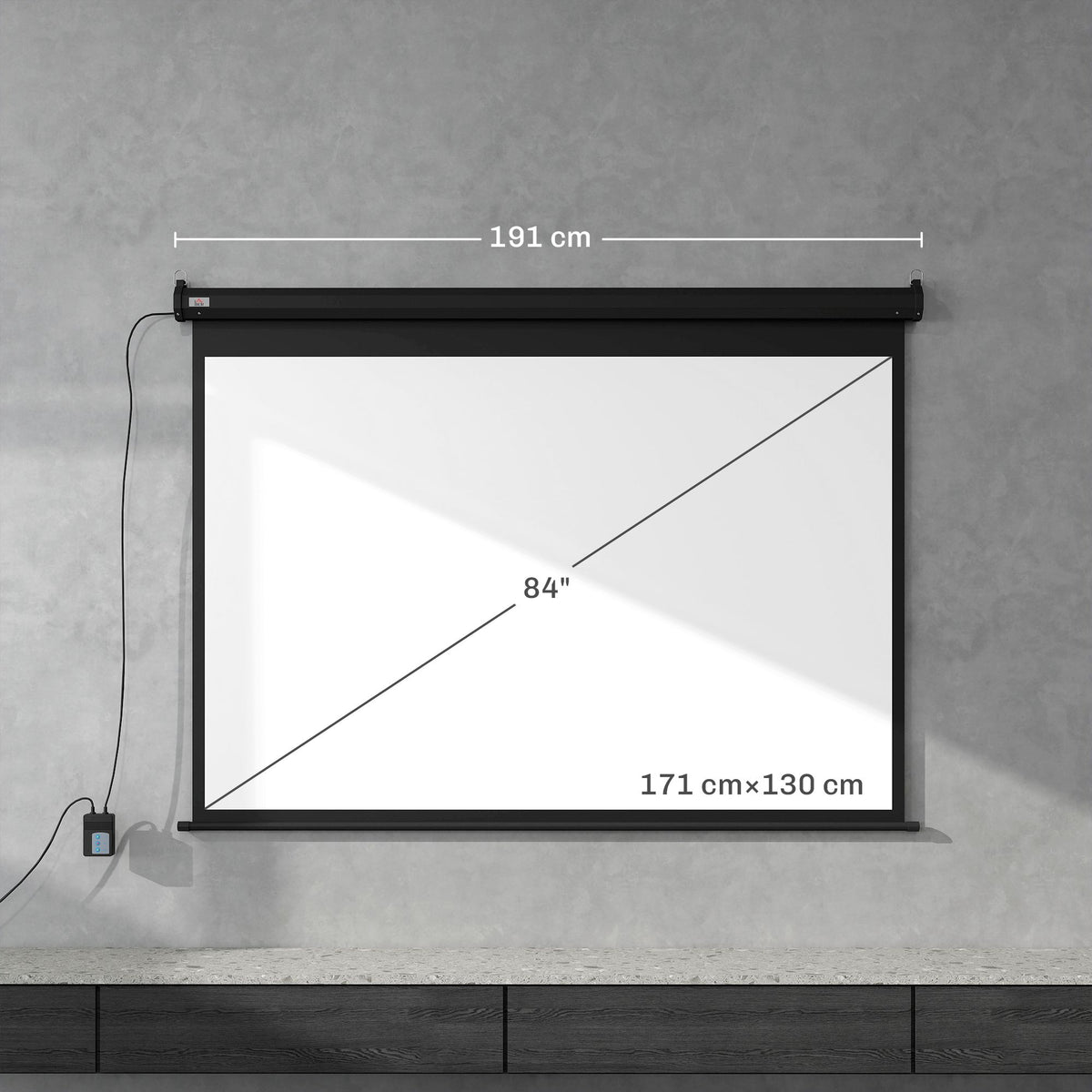 84" Motorized Projector Screen, 4:3, Black, 171x130 cm