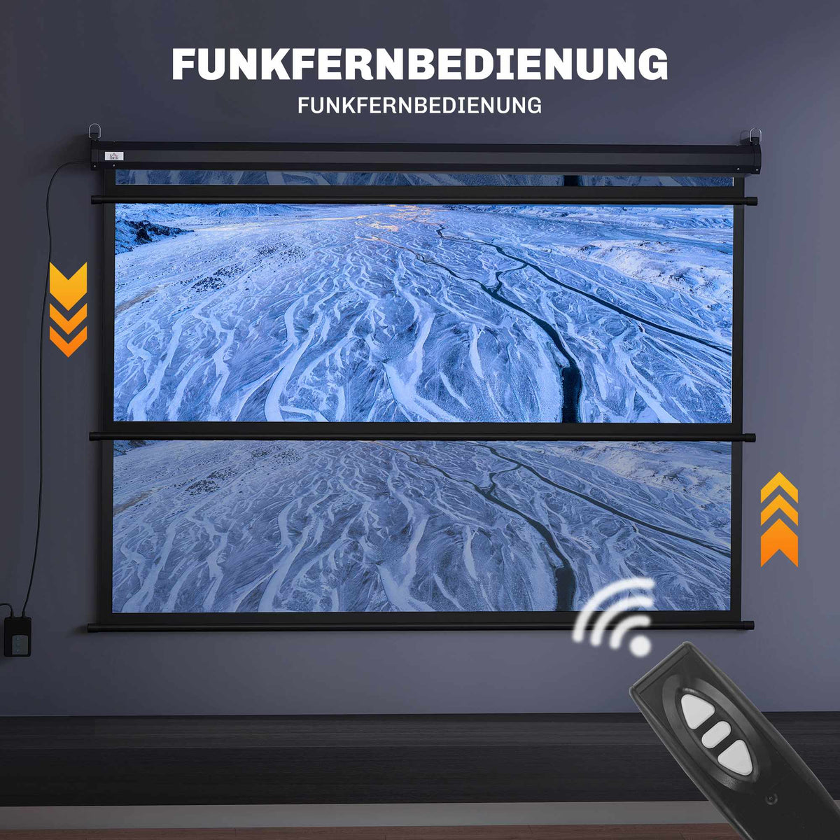 84" Motorized Projector Screen, 4:3, Black, 171x130 cm