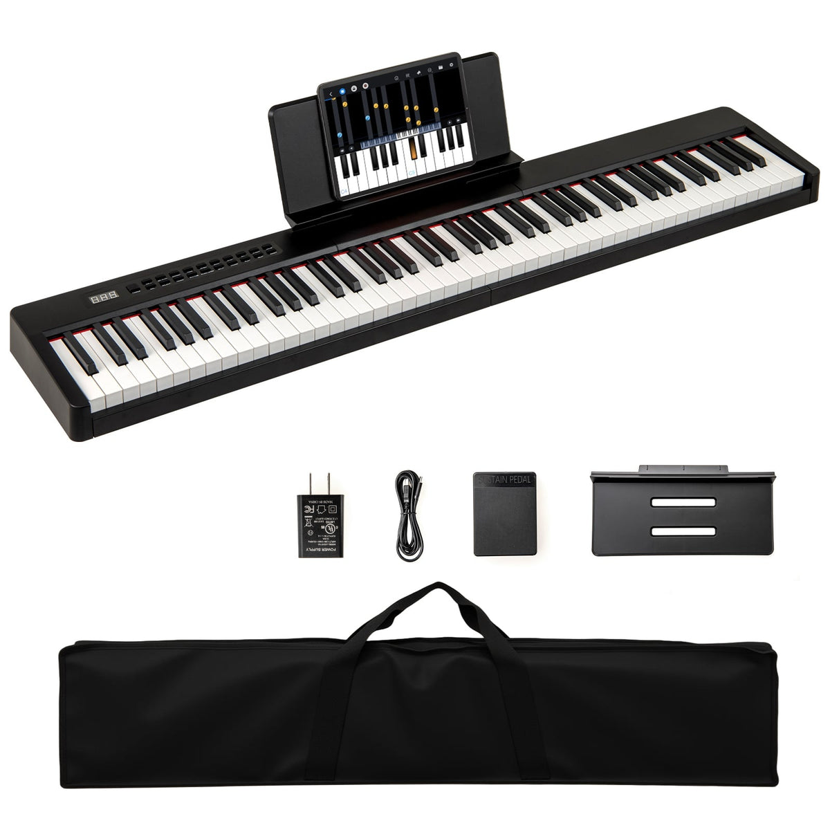 88-Key Digital Piano, Full-Size, Portable, Black