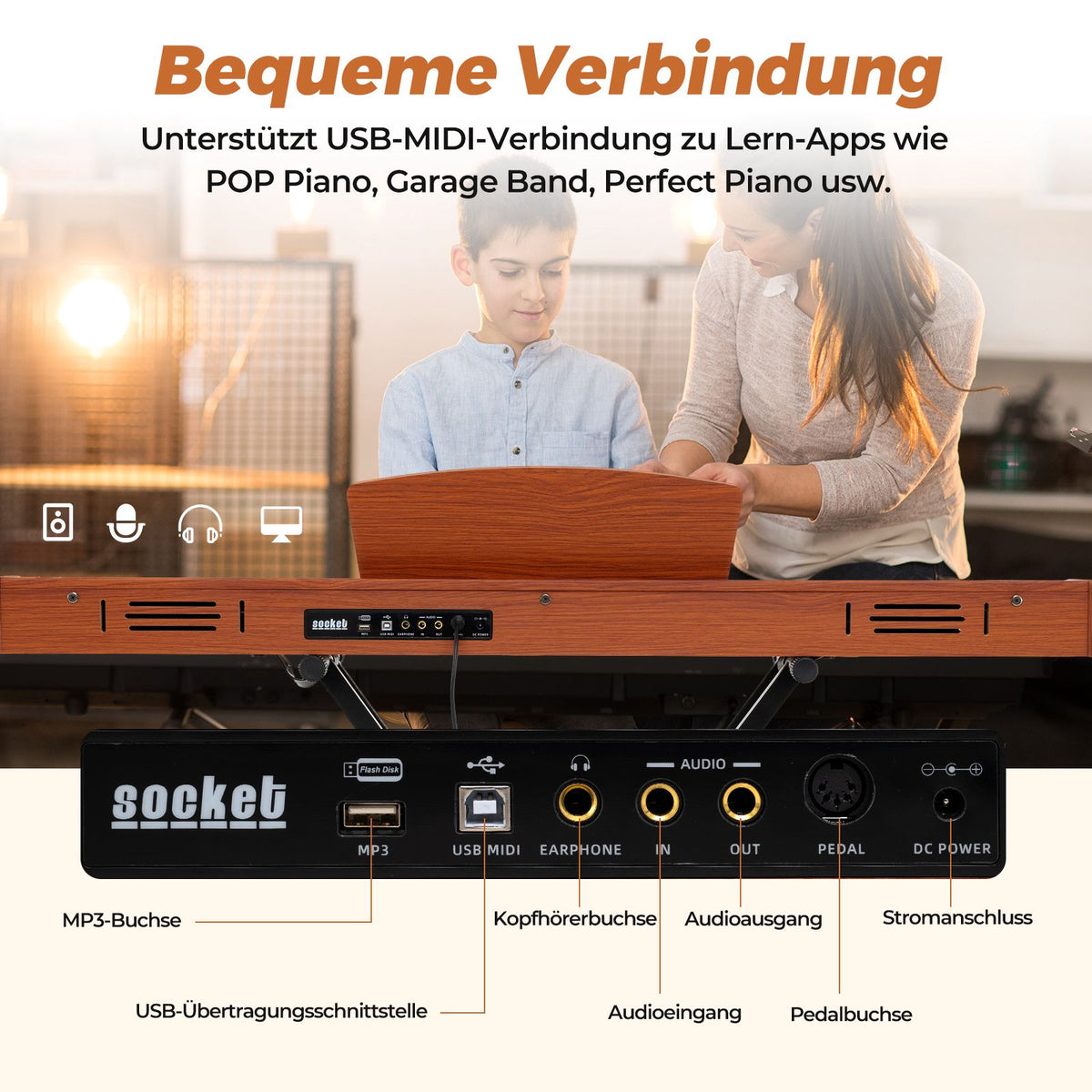 88-Key Full-Size Digital Piano, Semi-Weighted, Stand, Pedals