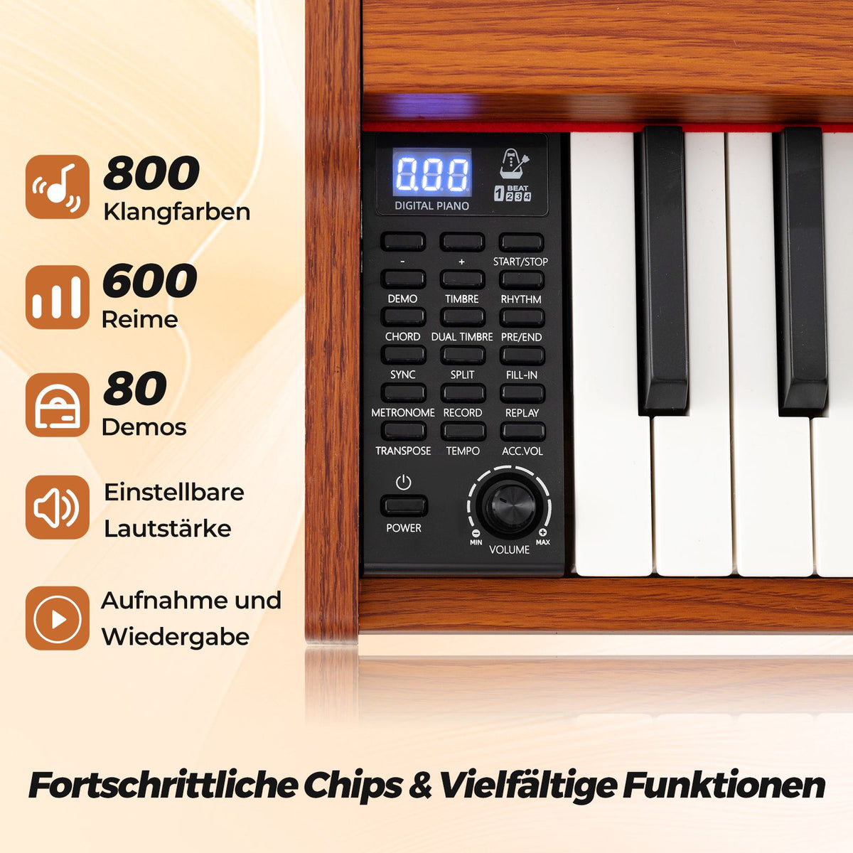 88-Key Full-Size Digital Piano, Semi-Weighted, Stand, Pedals