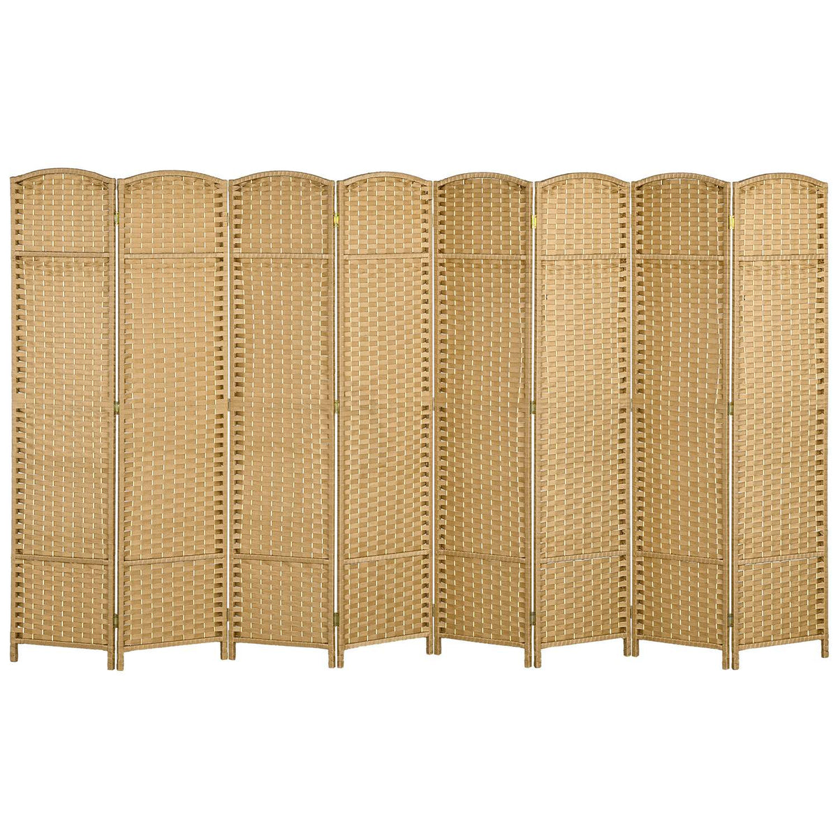 8-Panel Folding Room Divider, Polypropylene, Natural Wood