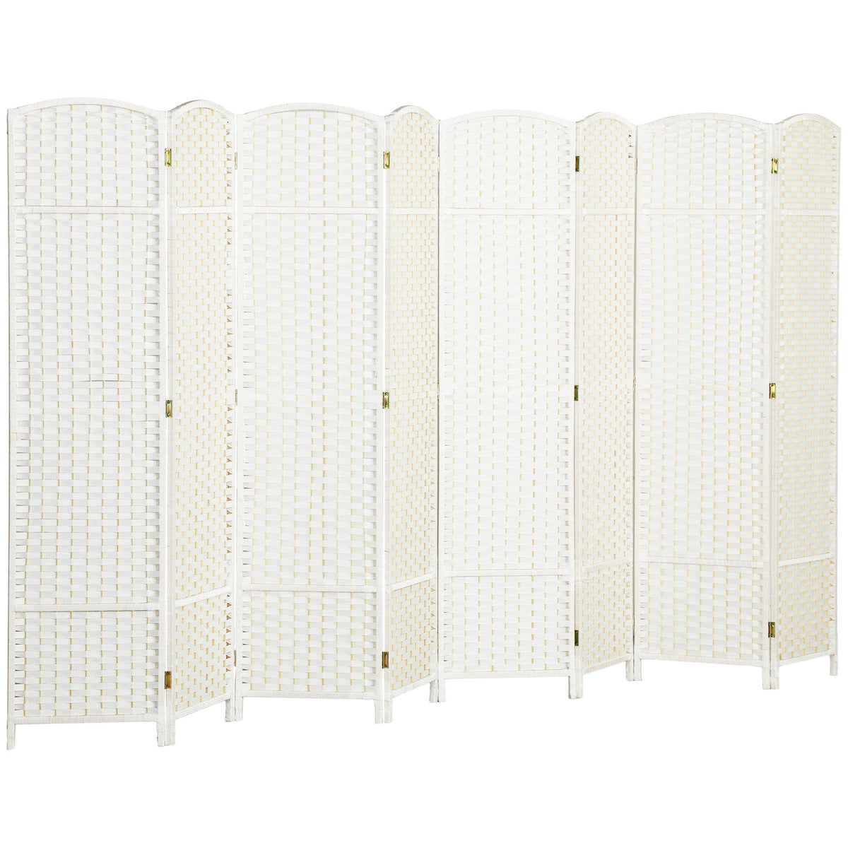 8-Panel Folding Room Divider Privacy Screen, White