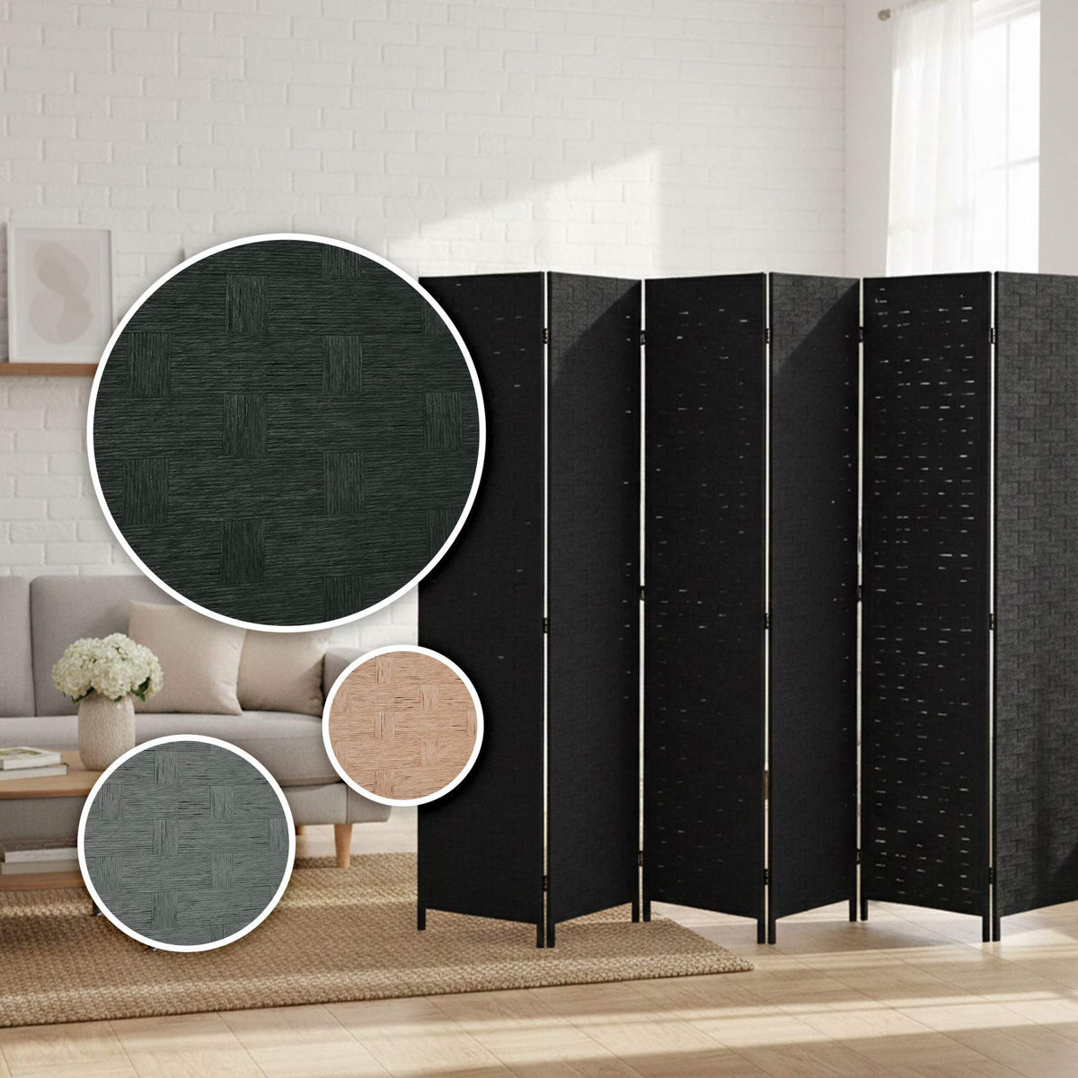 8-Panel Room Divider – Space-Saving Folding Screen