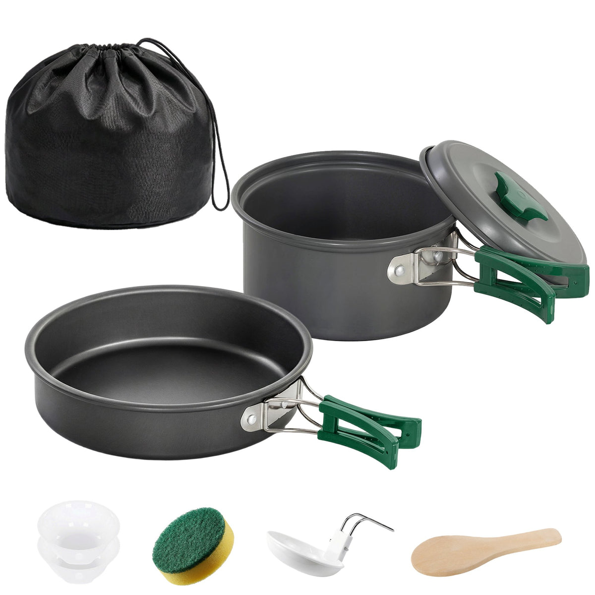 8-Piece Camping Cookware Set with Anti-Scald Handles