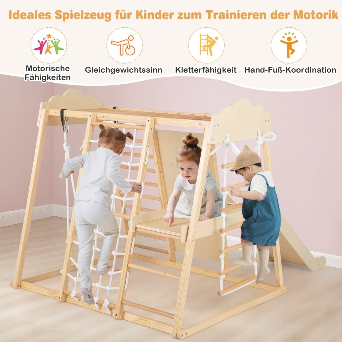 8-in-1 Indoor Jungle Gym Set with Slide & Swing