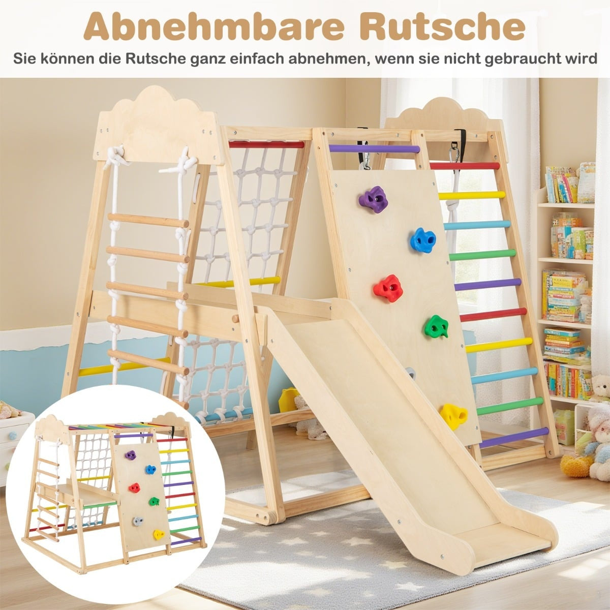 8-in-1 Montessori Climbing Set with Slide & Swing