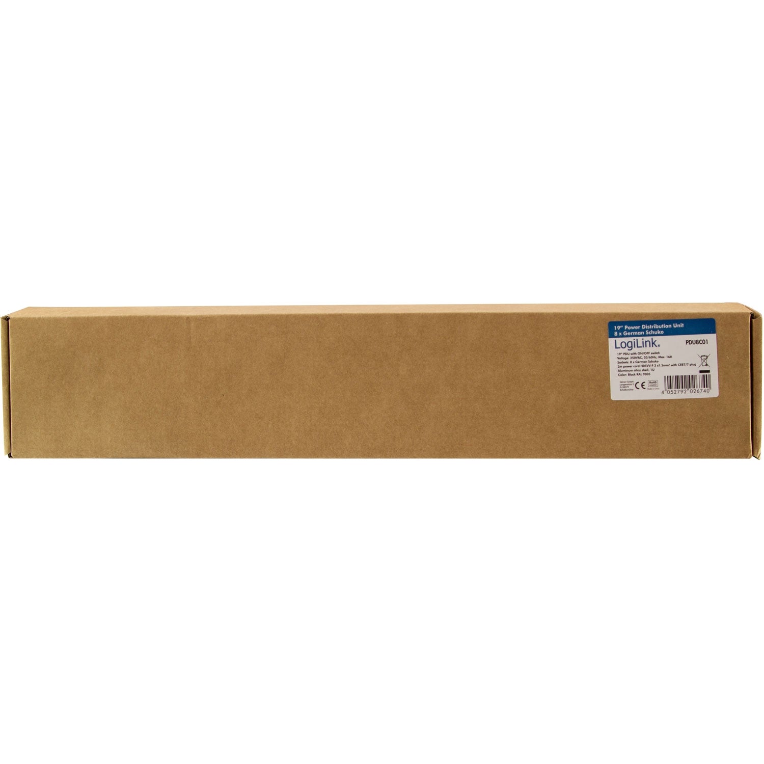 8-way branch socket with switch for 19" rack U1 Black