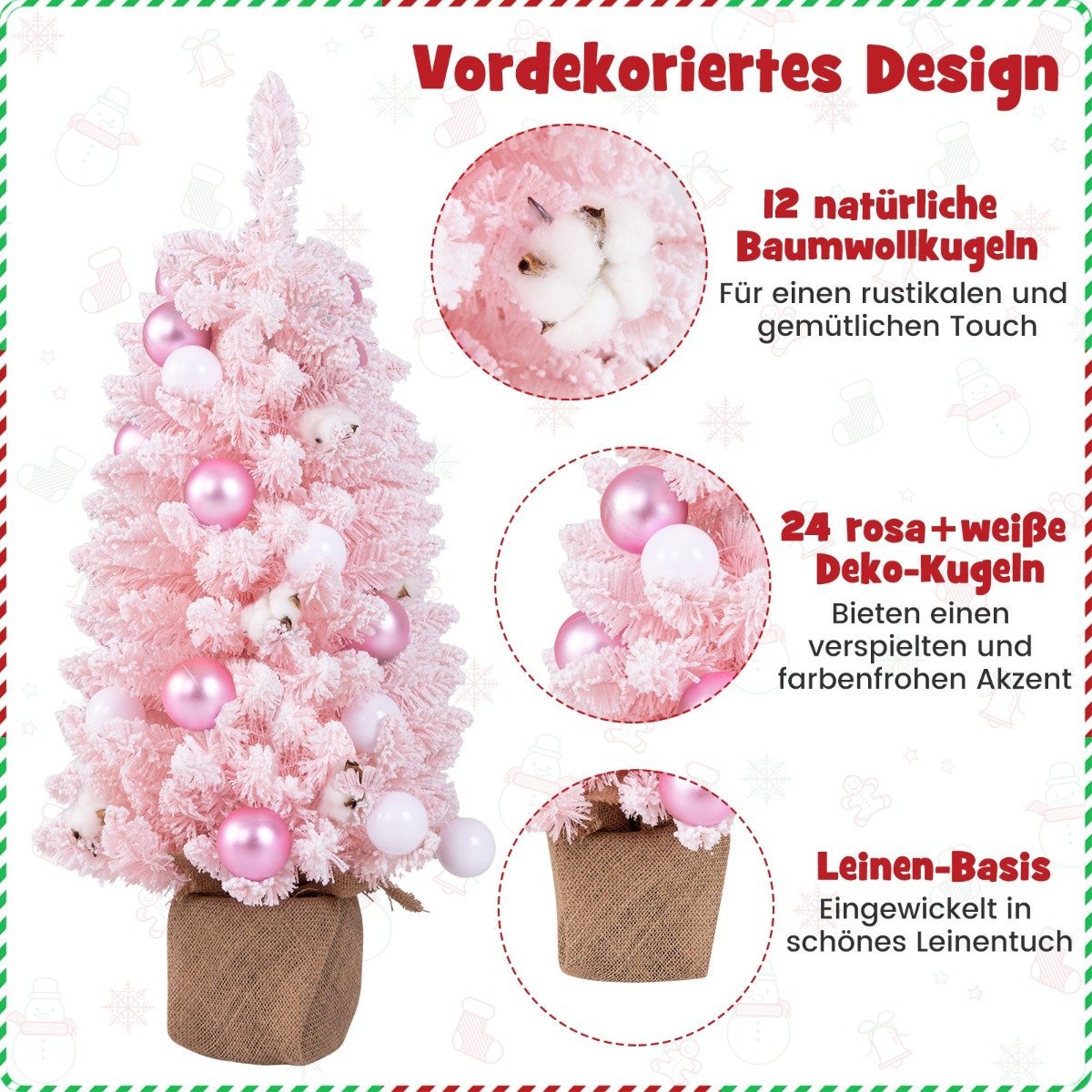 90cm Mini Artificial Christmas Tree with Snow & Cement base Christmas tree Chirstbaum pink