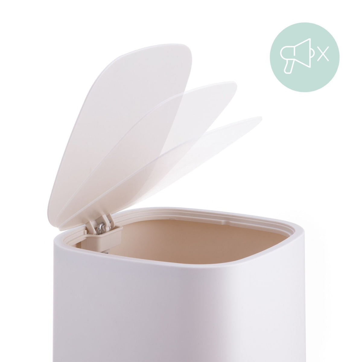 9L Square Pedal Bin, Plastic, Soft-Close Lid
