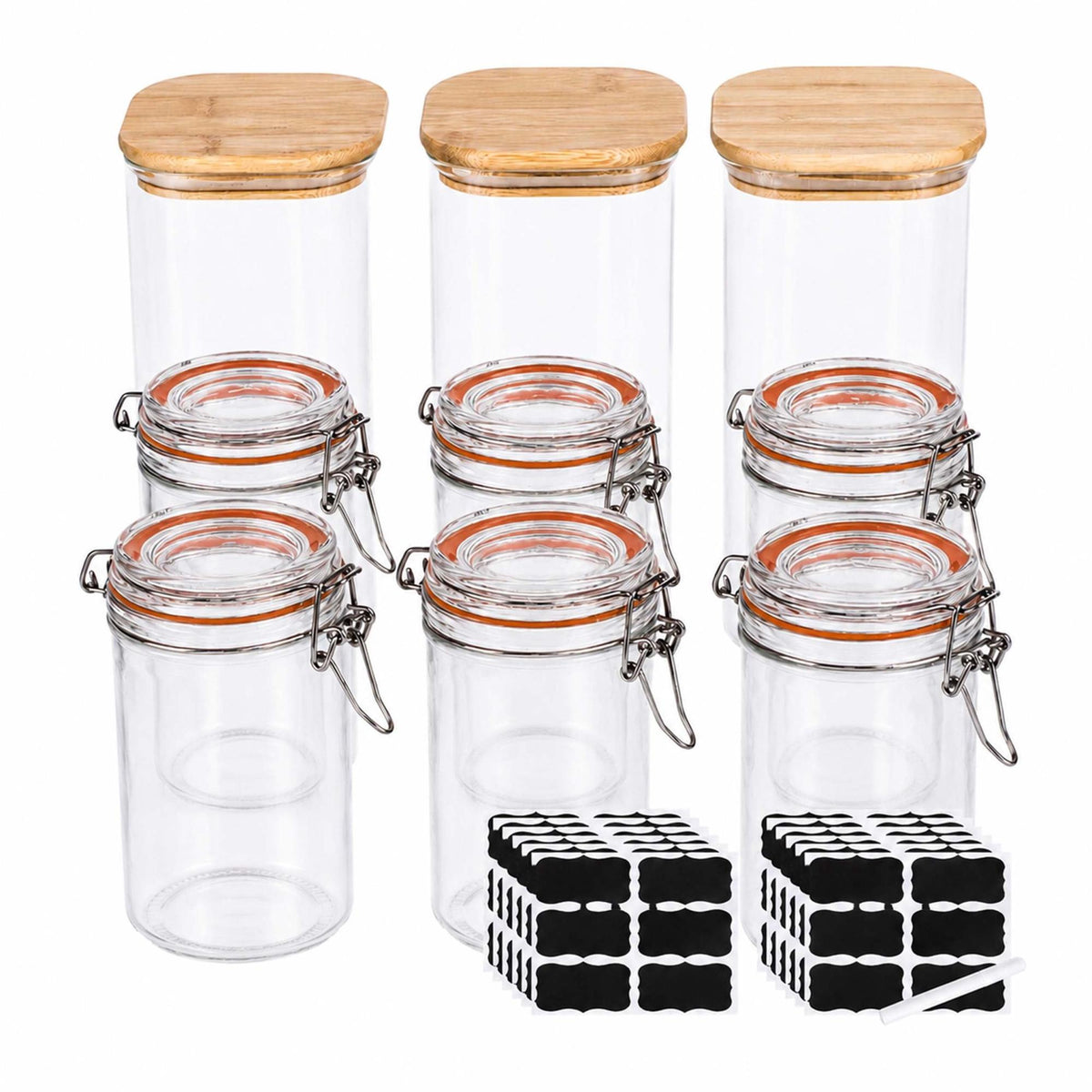9-Piece Glass Storage & Preserving Jars Set with Lids