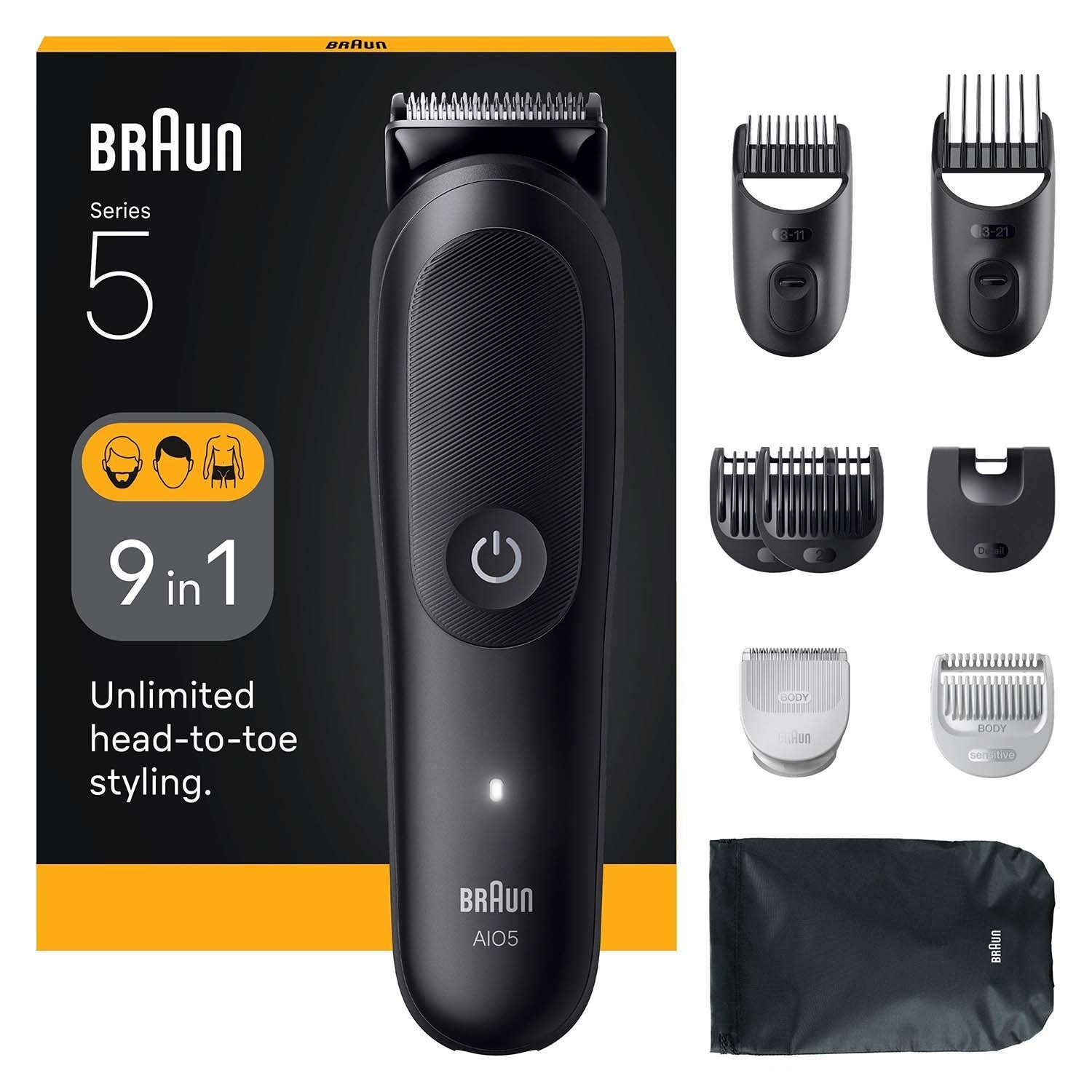 9-in-1 Grooming Kit Styler, Black Matte Finish