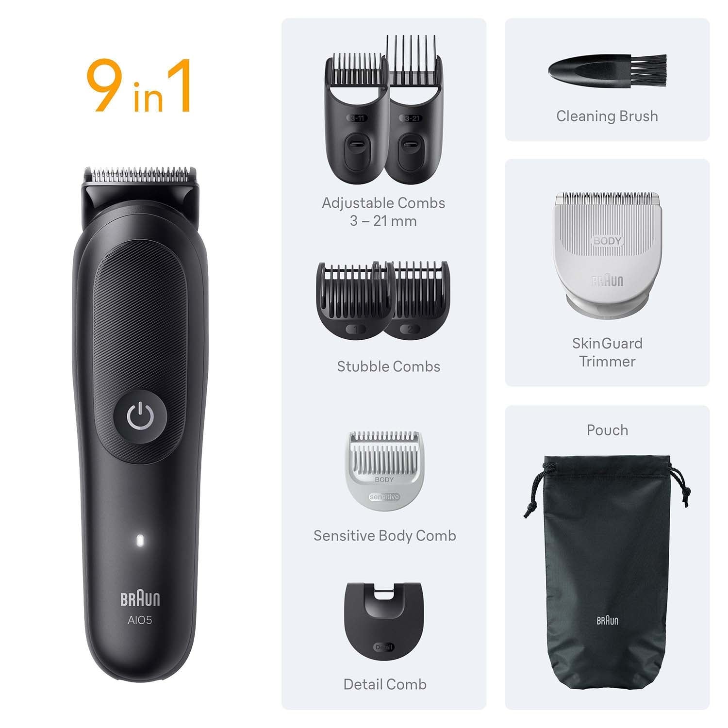 9-in-1 Grooming Kit Styler, Black Matte Finish
