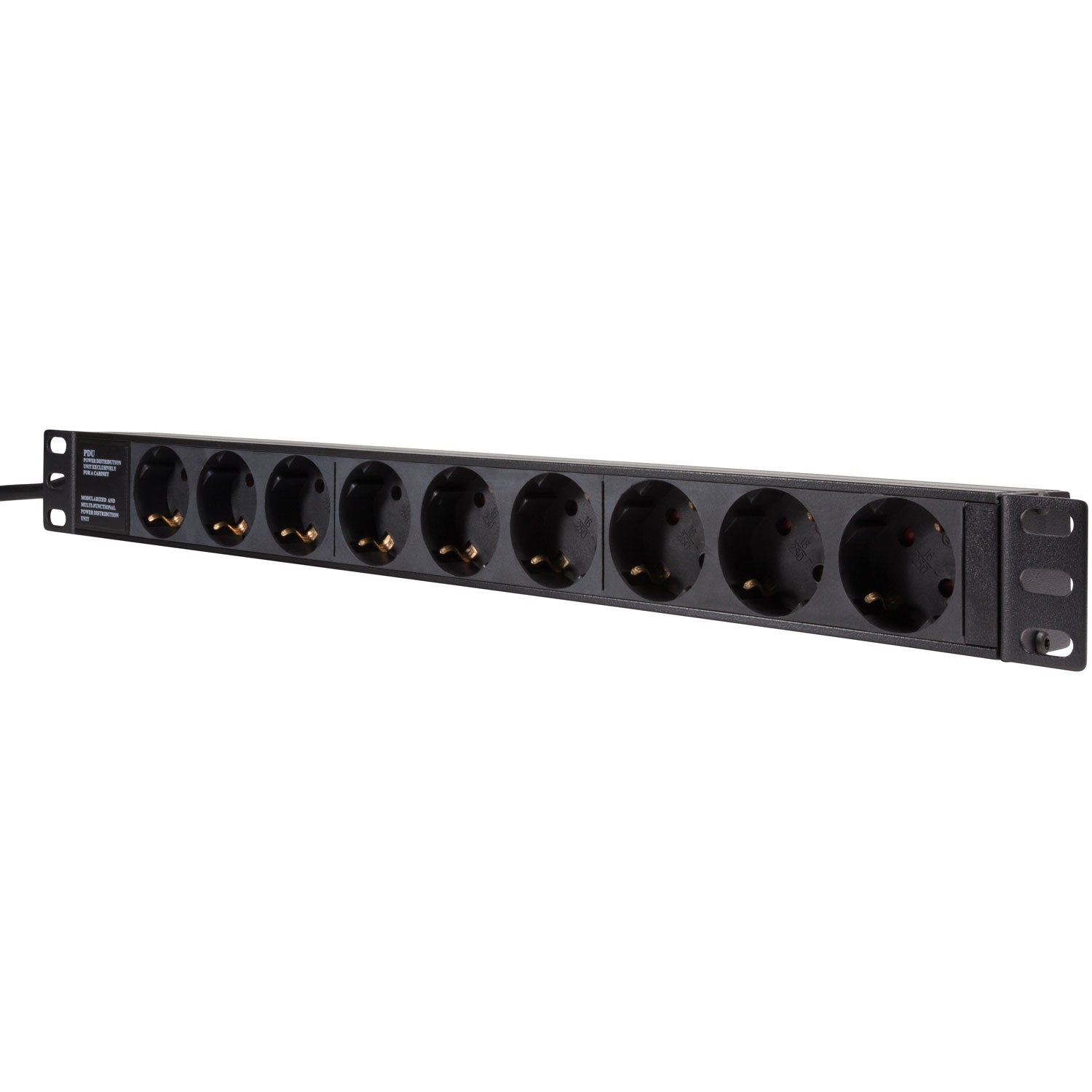 9-way branch socket for 19" rack U1 Black