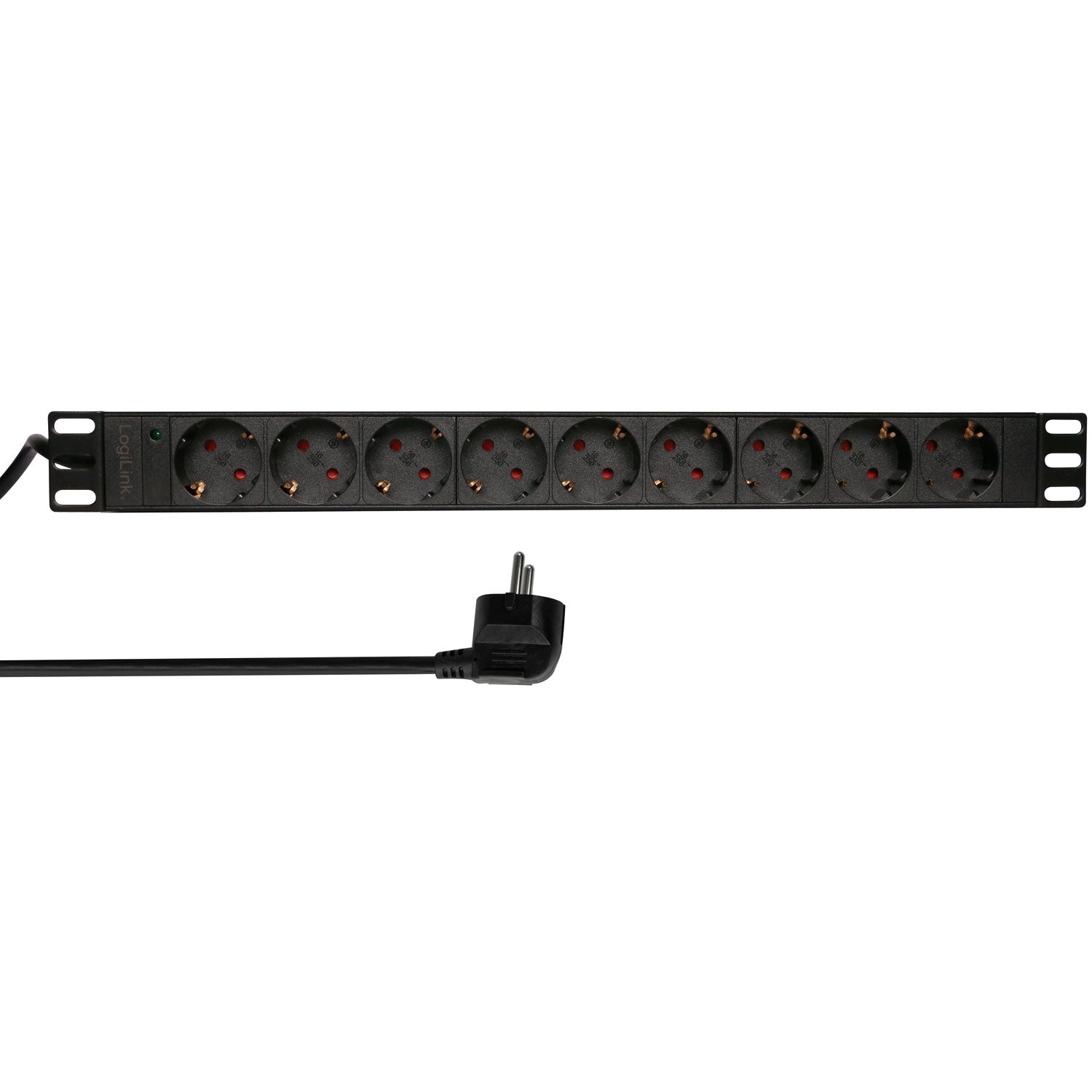 9-way branch socket for 19" rack U1 Black