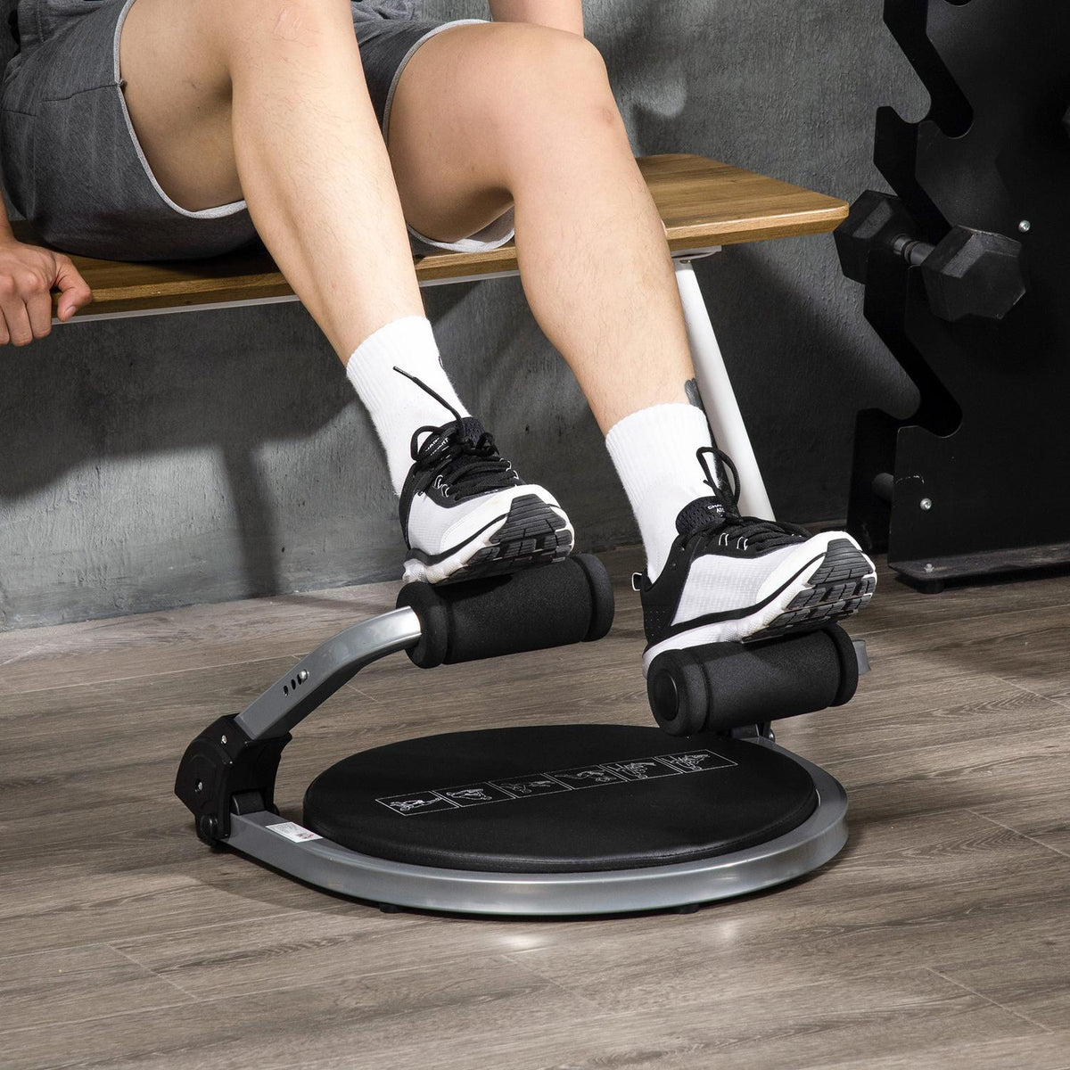 Abdominal Trainer Folding Multi-Trainer Training Device With Cushion Height-Adjustable Abdominal Training For Home Max. 120 Kg, Steel 55 X 42 X 11-32 Cm