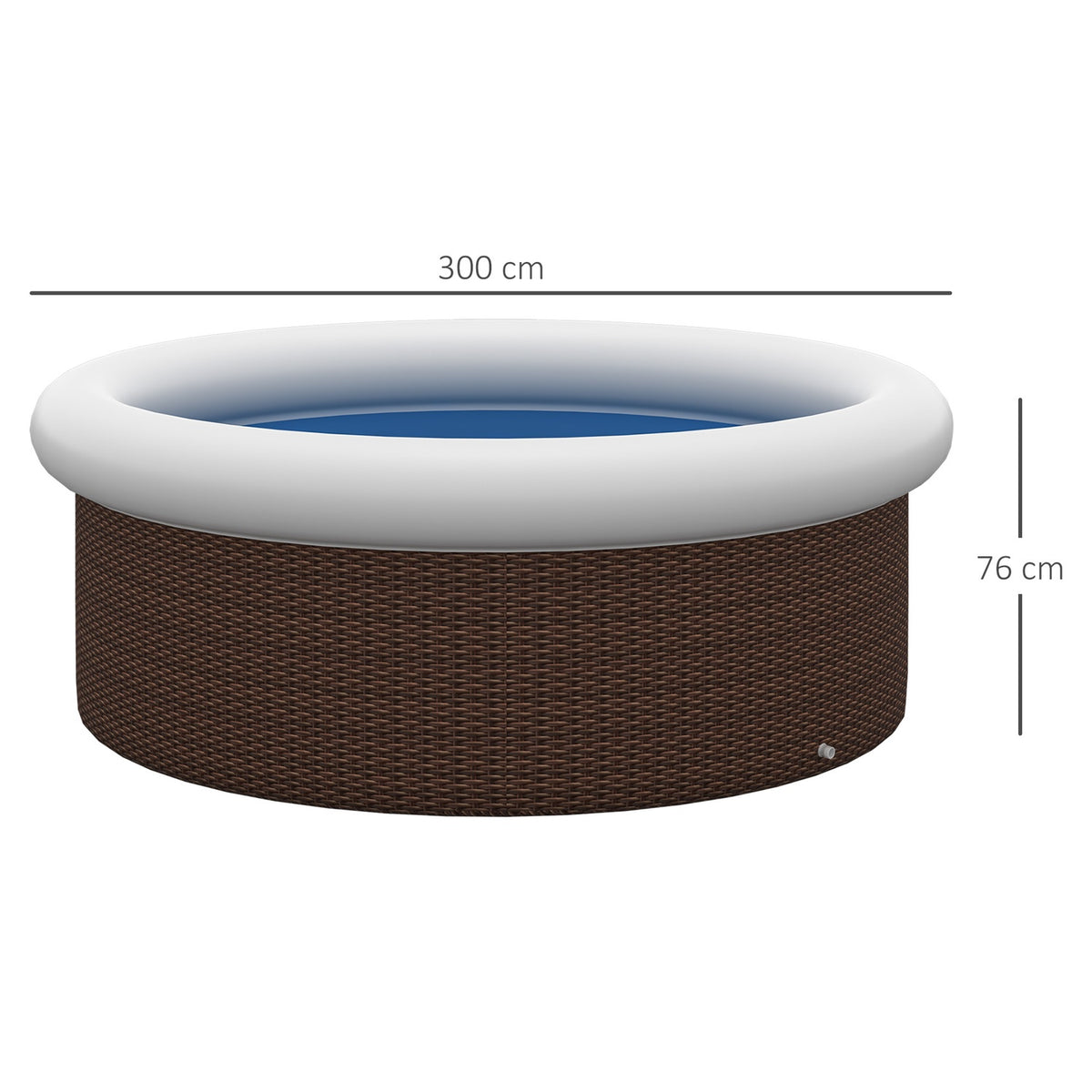 Above Ground Pool, Inflatable Swimming Pool For 1-5 People, Swimming Pool For Garden And Terrace, Rattan Effect, Ø300 X 76 Cm, Brown
