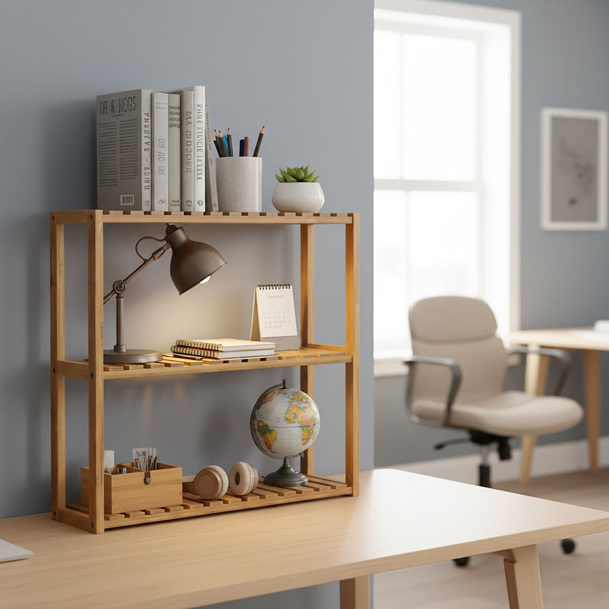 Acacia Wood Wall Shelf, 3-Tier Storage