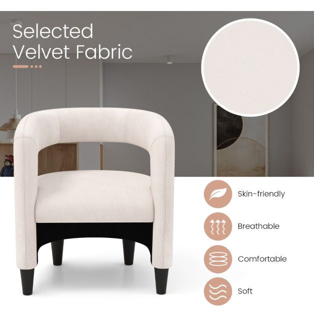 Accent Chair with Ottoman, Beige Velvet, 150 kg Capacity