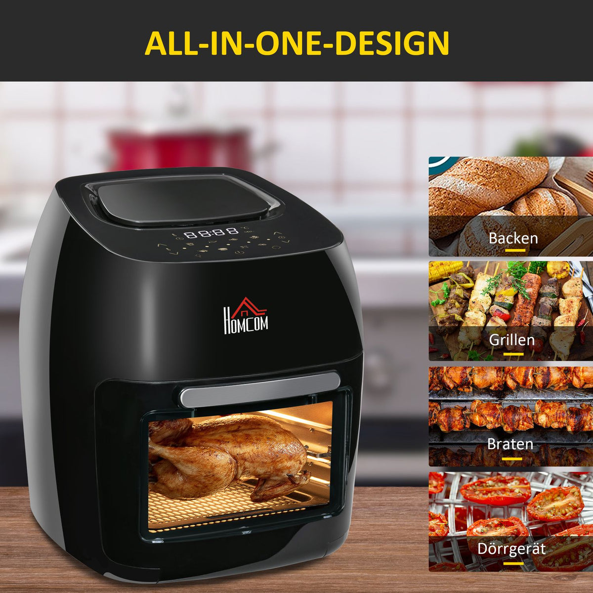 Accessories, Dehydrator & Grill Function, Oil-Free Cooking, Black, 32X35.6X37.9Cm