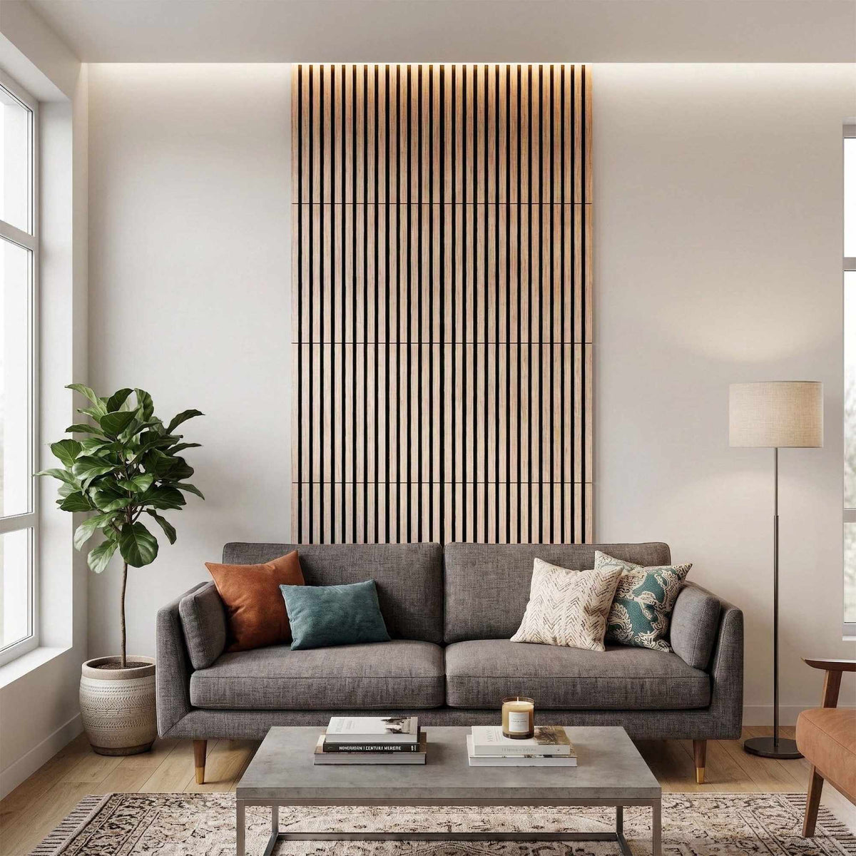 Acoustic Wall Panels, 60x60cm, Set of 4, Wood Veneer