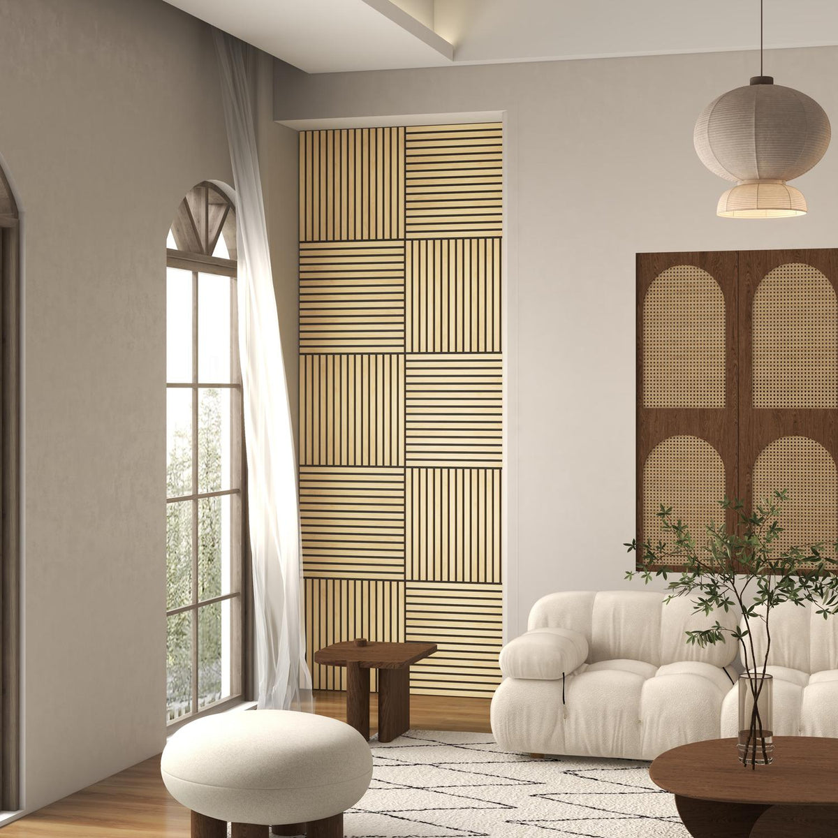 Acoustic panels 4 pieces 60 x 60 cm 3D wall panels, DIY acoustic panels, wall paneling for living room, home office, studio, oak