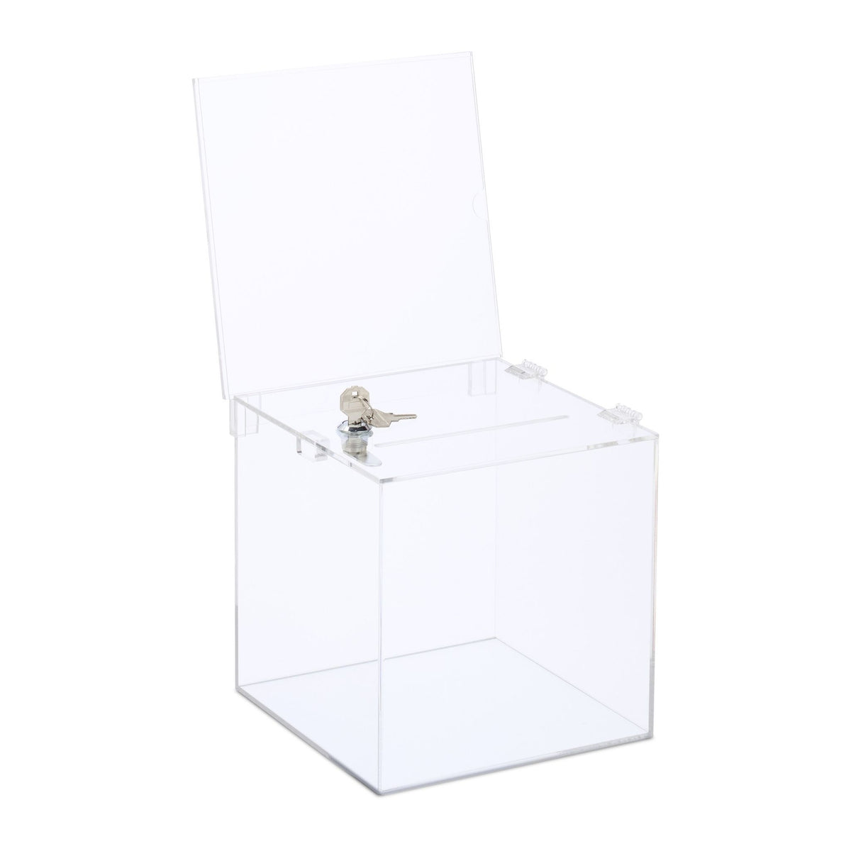 Acrylic Donation Box with Lock and Sign Holder