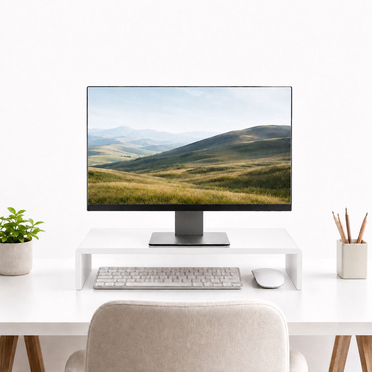 Acrylic Monitor Riser, White, 35x20x10 cm