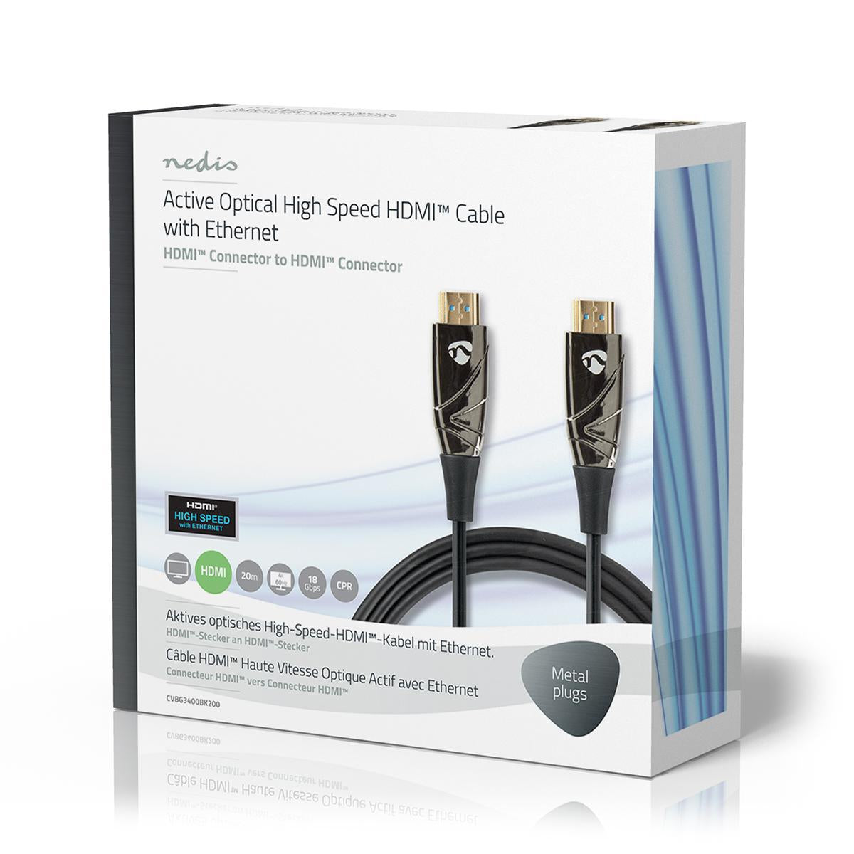 Active Optical High Speed HDMI™ Cable with Ethernet | HDMI™ Connector | HDMI™ Connector | 4K@60Hz | 18 Gbps | 20.0 m | Round | PVC | Black | Gift Box
