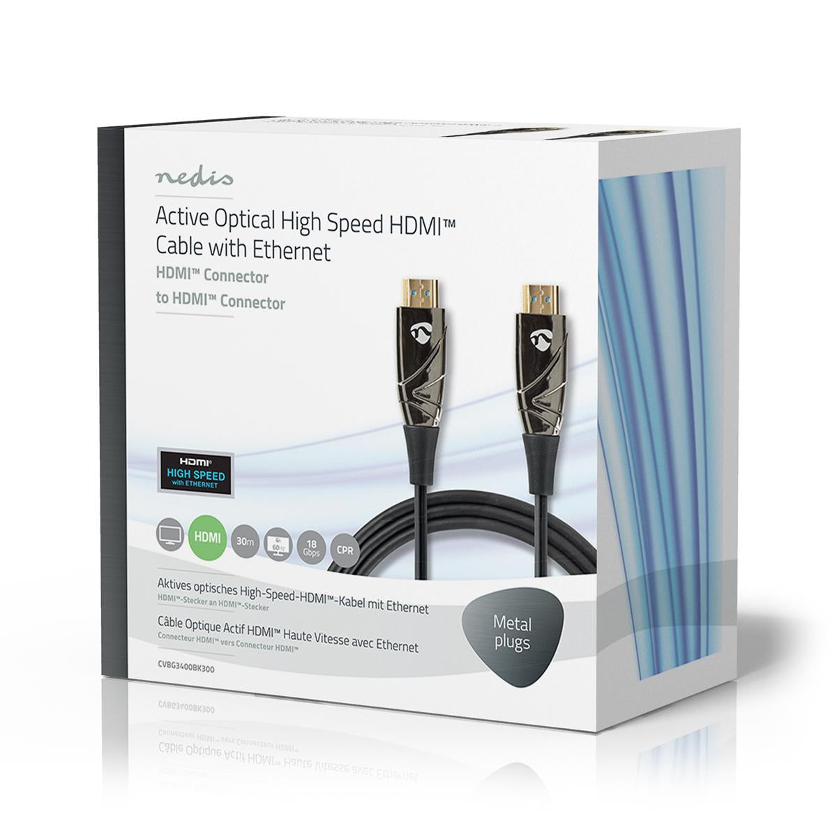 Active Optical High Speed HDMI™ Cable with Ethernet | HDMI™ Connector | HDMI™ Connector | 4K@60Hz | 18 Gbps | 30.0 m | Round | PVC | Black | Gift Box