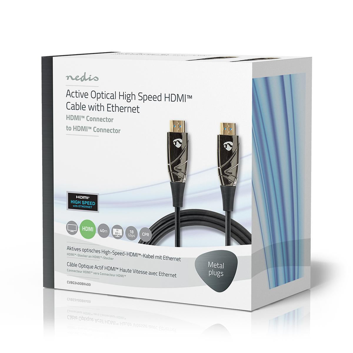 Active Optical High Speed HDMI™ Cable with Ethernet | HDMI™ Connector | HDMI™ Connector | 4K@60Hz | 18 Gbps | 40.0 m | Round | PVC | Black | Gift Box