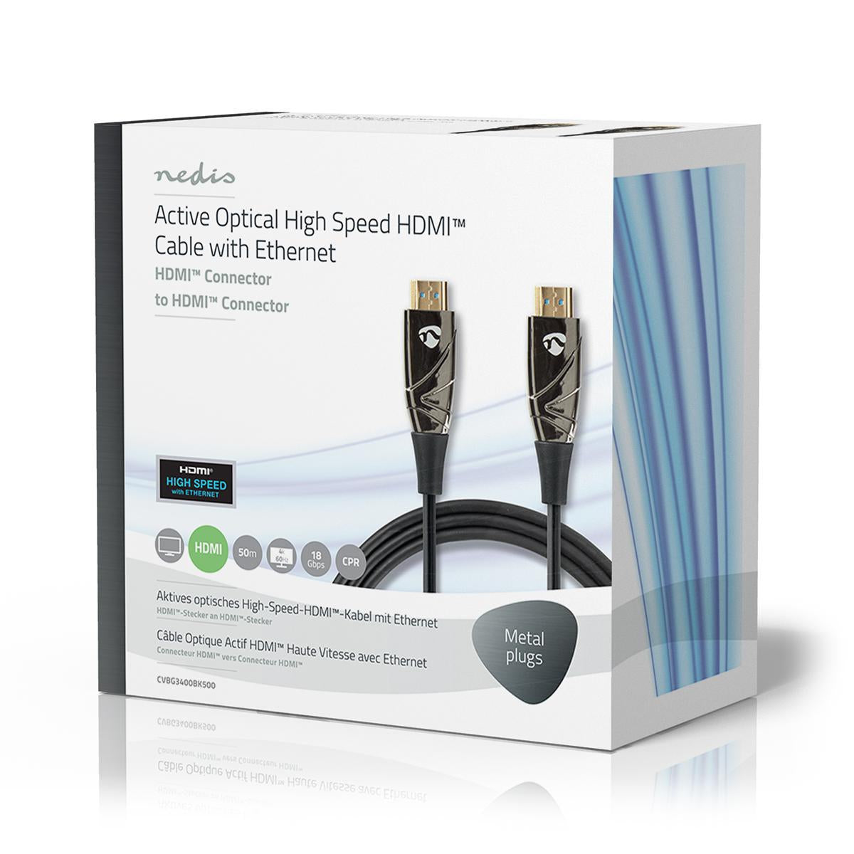 Active Optical High Speed HDMI™ Cable with Ethernet | HDMI™ Connector | HDMI™ Connector | 4K@60Hz | 18 Gbps | 50.0 m | Round | PVC | Black | Gift Box