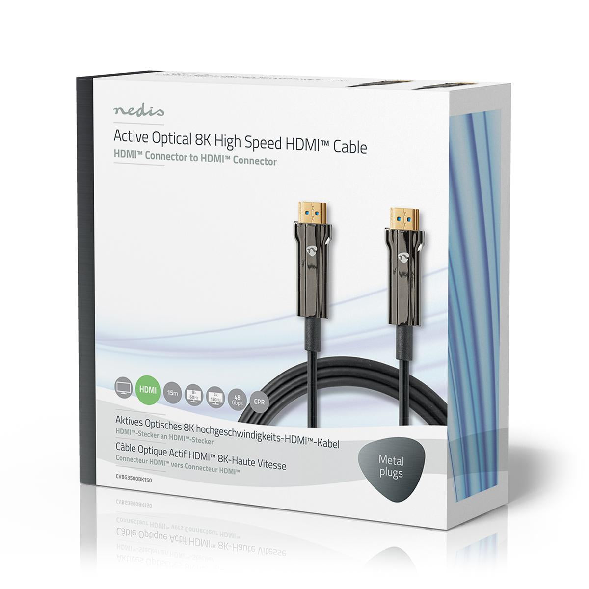 Active Optical Ultra High Speed HDMI™ Cable with Ethernet | HDMI™ Connector | HDMI™ Connector | 8K@60Hz | 48 Gbps | 15.0 m | Round | PVC | Black | Gift Box